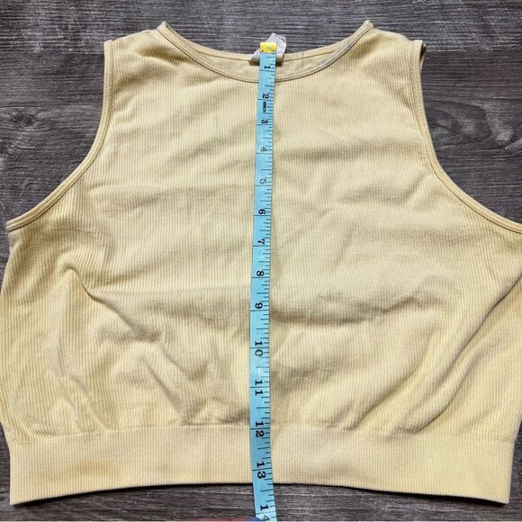 Cest Mol Yellow Ribbed Tank Top Crop Top Size M/L - Picture 6 of 7